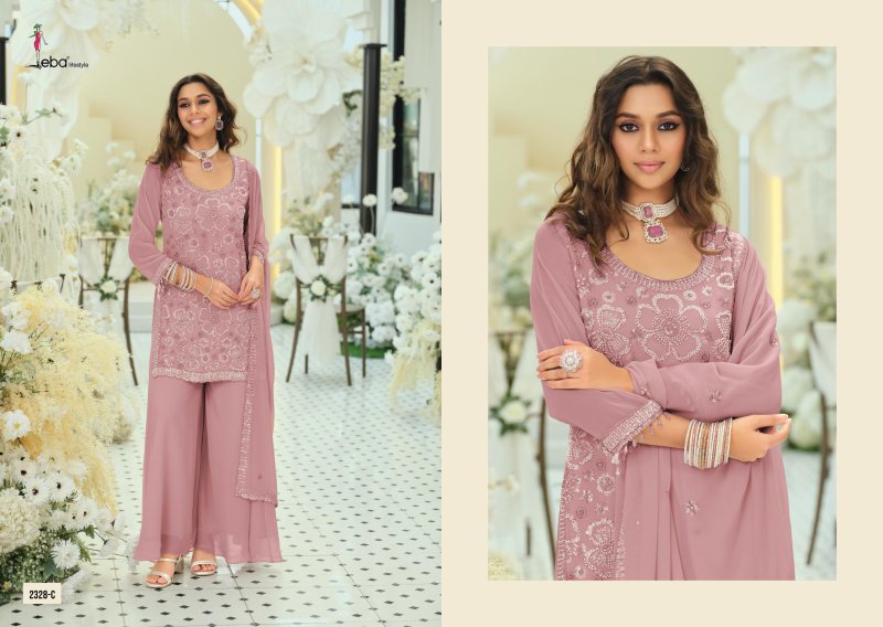 Rosy Color By Eba Georgette With Beats Work Readymade Suits